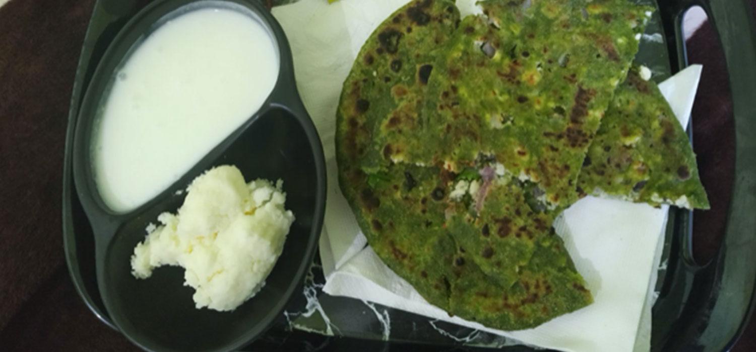 Amritsari Stuffed Haryali Prantha Recipe