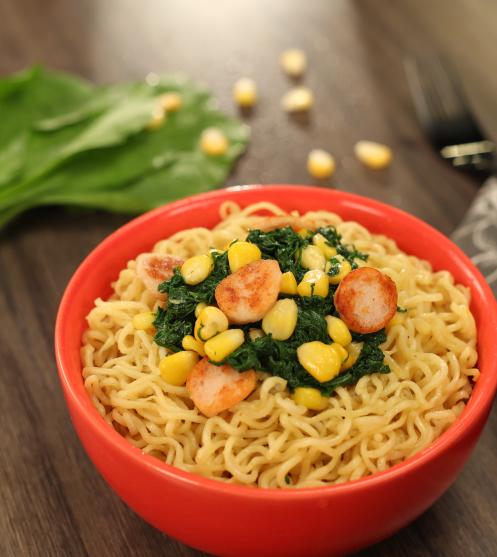 Salami Spinach and Corn MAGGI Noodles twist