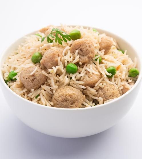 Soya Matar Pulao with Coconut Milk Recipe